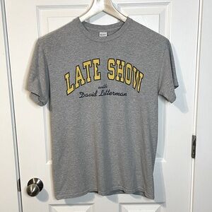 Gildan Late Show with David Letterman heather gray tee sz M Y2K